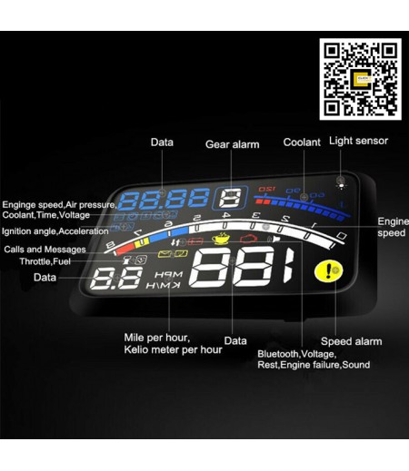 ស្លាយកុងទ័រ OBD II ទំហំ 5.5 អុីញ / 5.5"OBD II Car Head Up Display